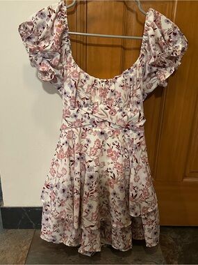 Women’s Altar’d State Floral Pink Ruffle Sleeve Romper